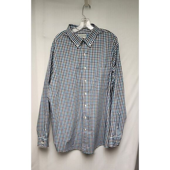 Oak Hill Wrinkle Free Cool & Dry Plaid men's Button Down shirts Green/Brown 1XT - Picture 2 of 6